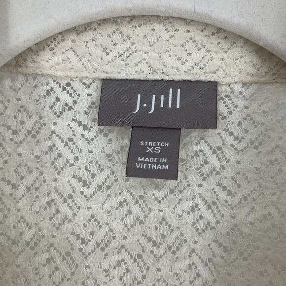 J. Jill Vintage 90s Lace Button Down Shirt Top Cream XS Polo Cardigan Cottage - Picture 6 of 8